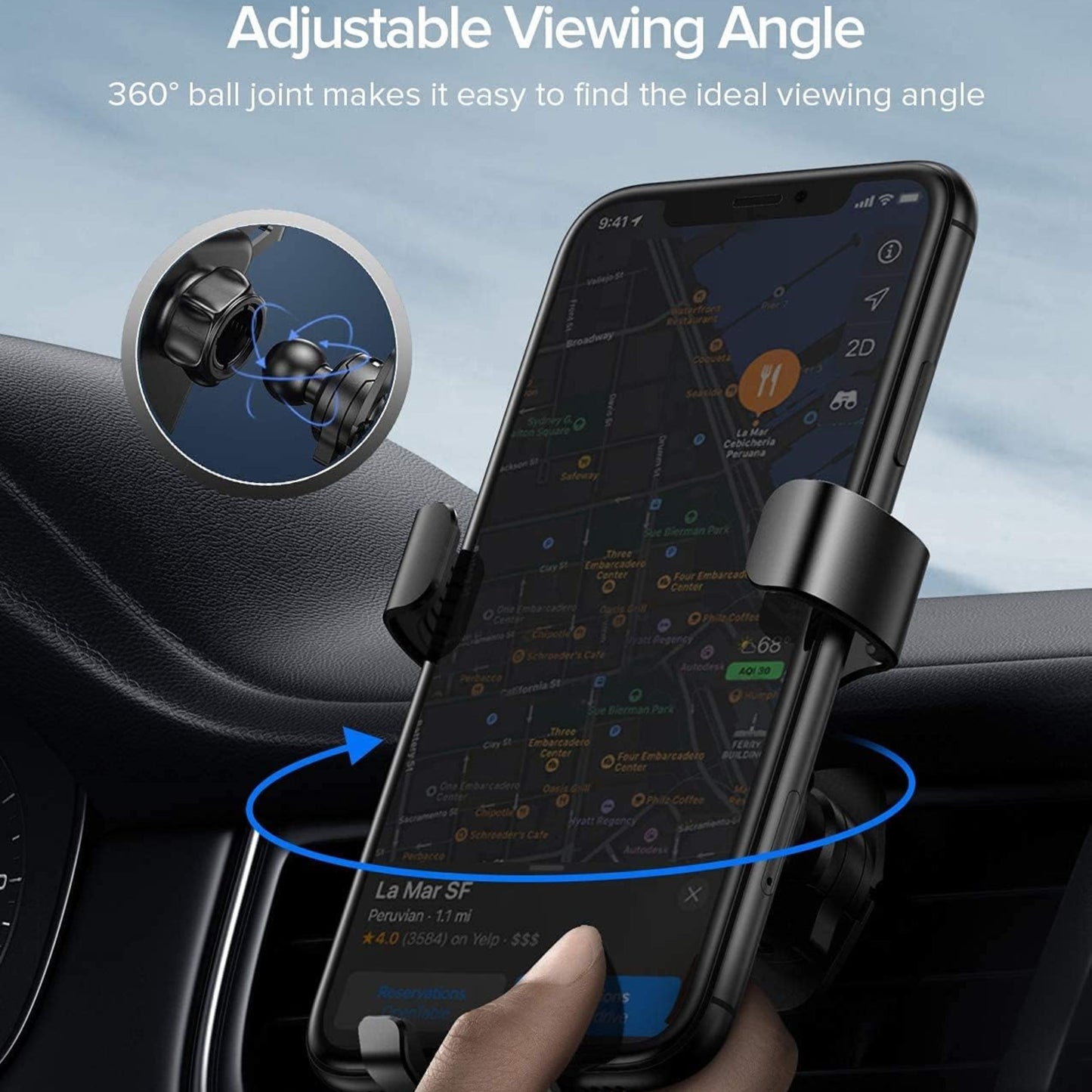 Support de pare-brise de voiture à 360°