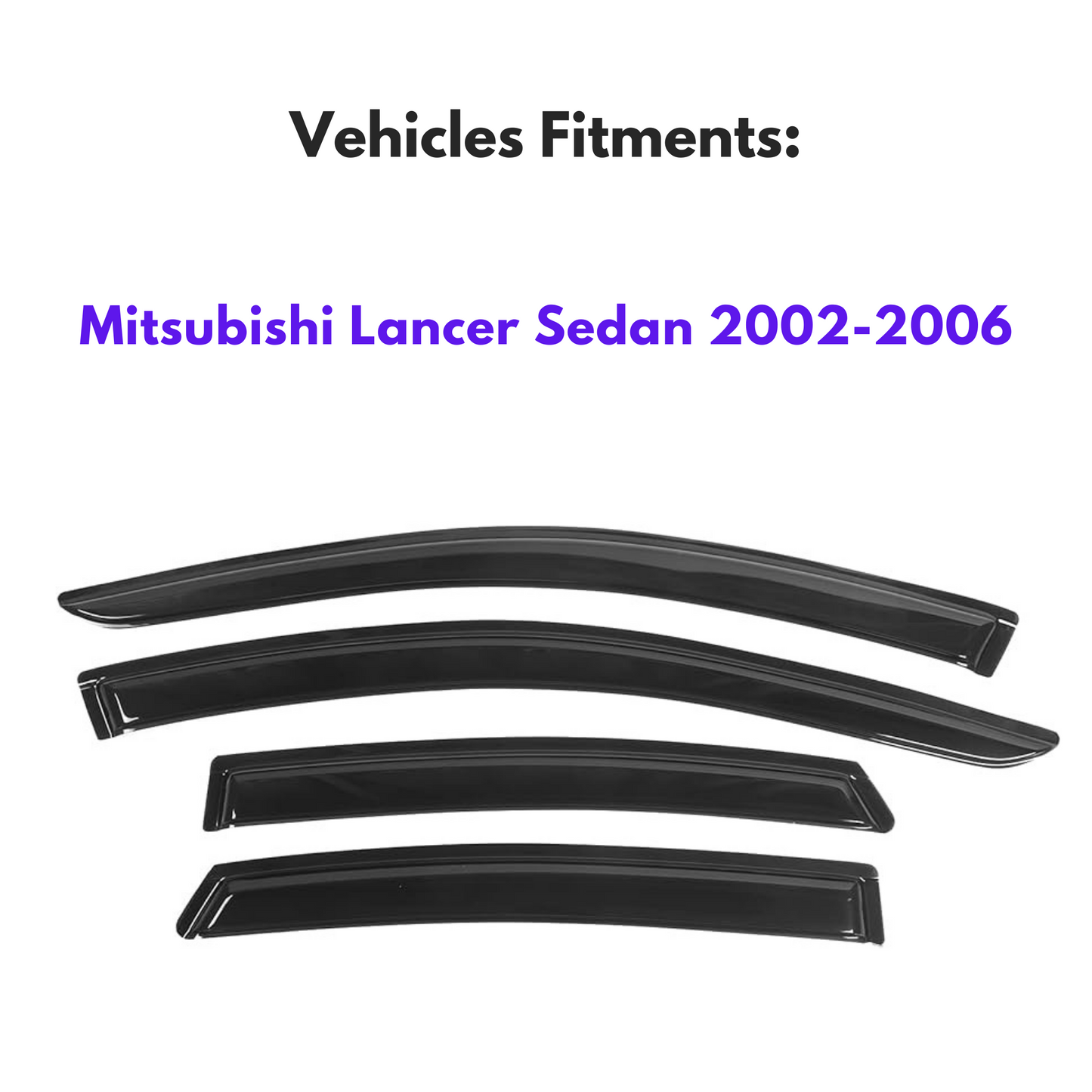 Window Visors for Mitsubishi Lancer Sedan 2002-2006, 4-Piece
