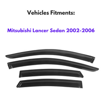 Window Visors for Mitsubishi Lancer Sedan 2002-2006, 4-Piece