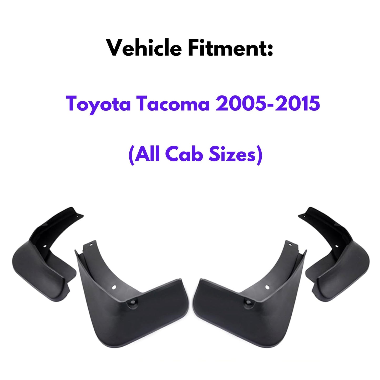 Garde-boue pour Toyota Tacoma 2005-2015 (toutes tailles de cabine), 4 pièces