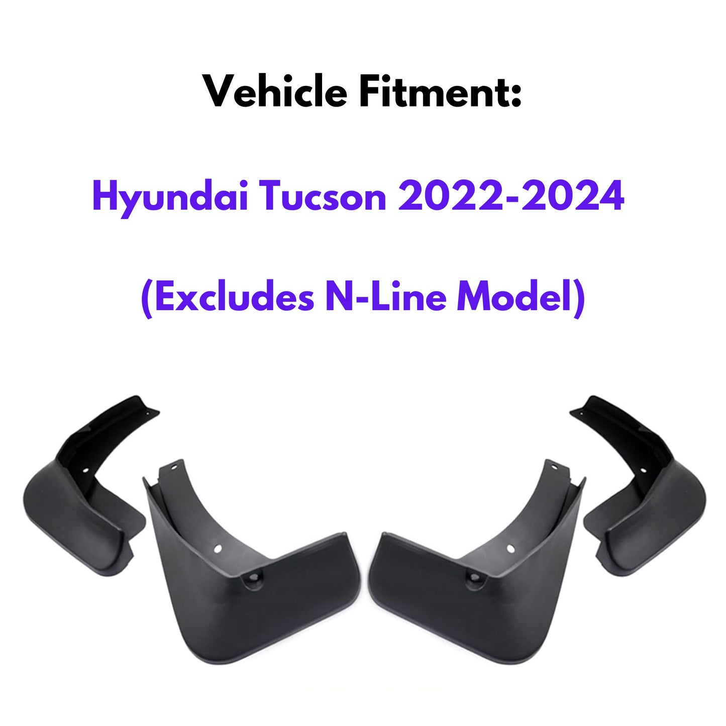 Garde-boue pour Hyundai Tucson 2022-2024 (à l'exclusion du modèle N-Line), 4 pièces