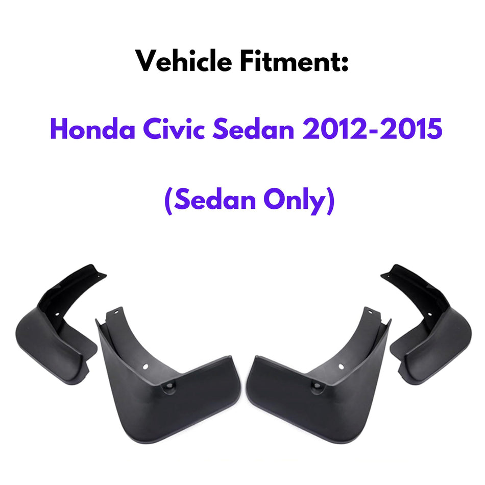 Mud Flap for Honda Civic Sedan 2012-2015 (Sedan Only), 4-Piece