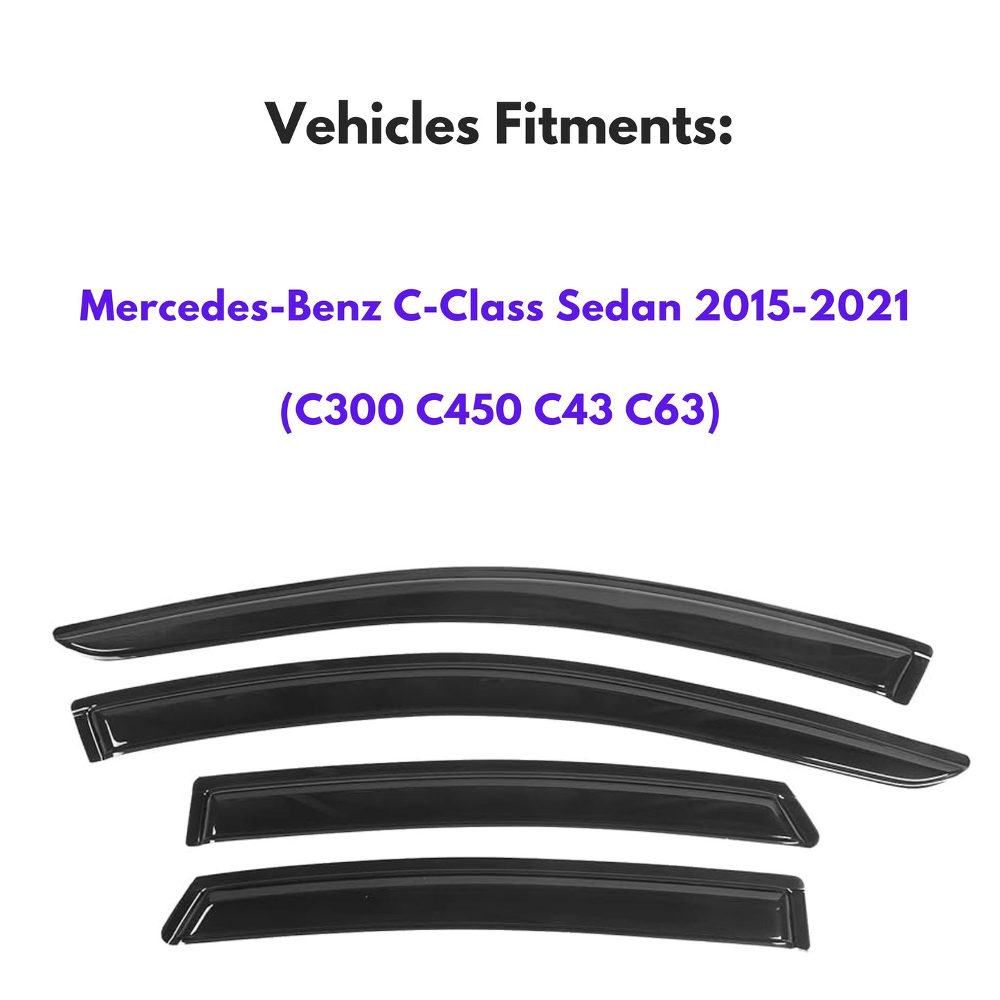 Pare-soleils pour Mercedes-Benz Classe C Berline 2015-2021 (C300 C450 C43 C63), 4 pièces