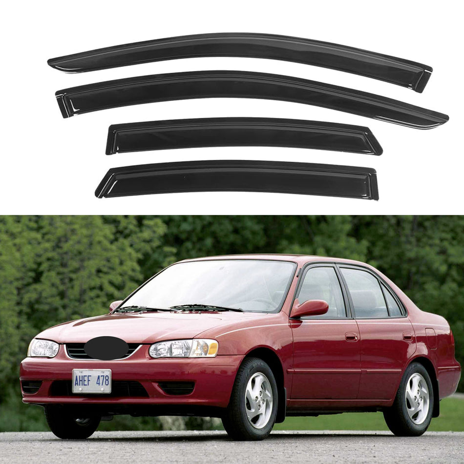 Window Visors for Toyota Corolla Sedan 1998-2002 & Chevrolet Prizm 1998-2002, 4-Piece
