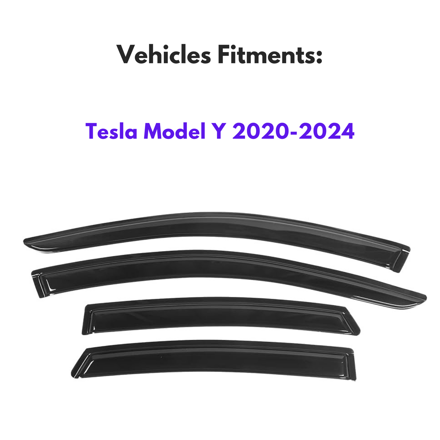 Window Visors for Tesla Model Y 2020-2024, 4-Piece