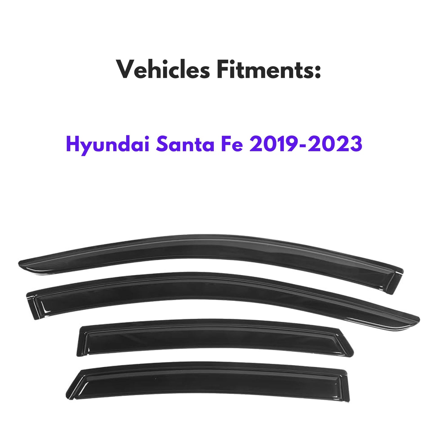Window Visors for Hyundai Santa Fe 2019-2023, 4-Piece