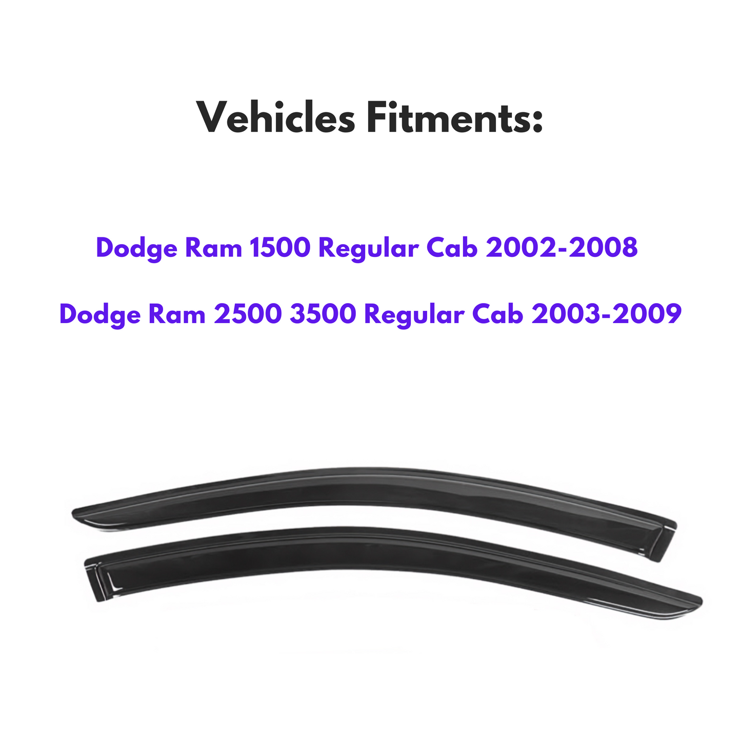 Pare-soleils pour Dodge Ram 1500 Regular Cab 2002-2008 et Dodge Ram 2500 3500 Regular Cab 2003-2009, 2 pièces