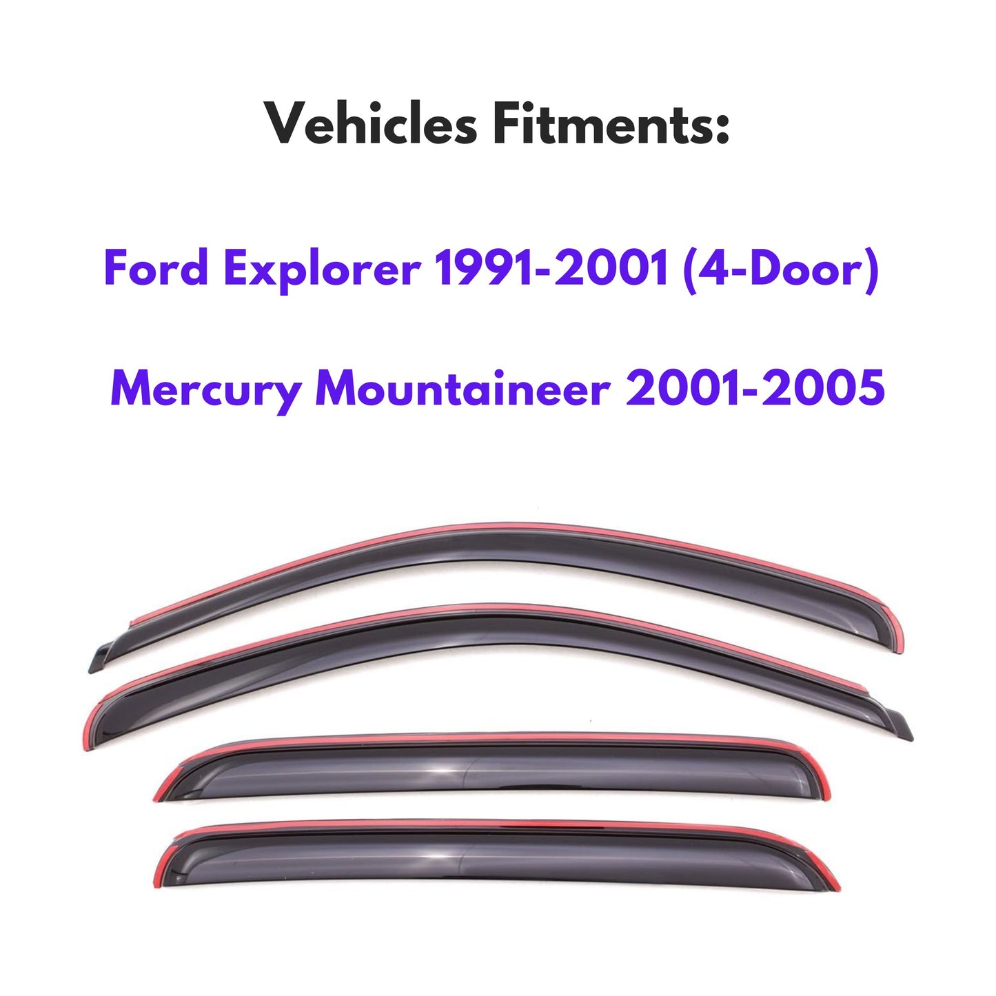 Pare-soleils pour Ford Explorer 1991-2001 (4 portes) et Mercury Mountaineer 2001-2005, 4 pièces