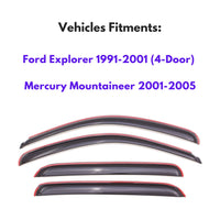 Pare-soleils pour Ford Explorer 1991-2001 (4 portes) et Mercury Mountaineer 2001-2005, 4 pièces