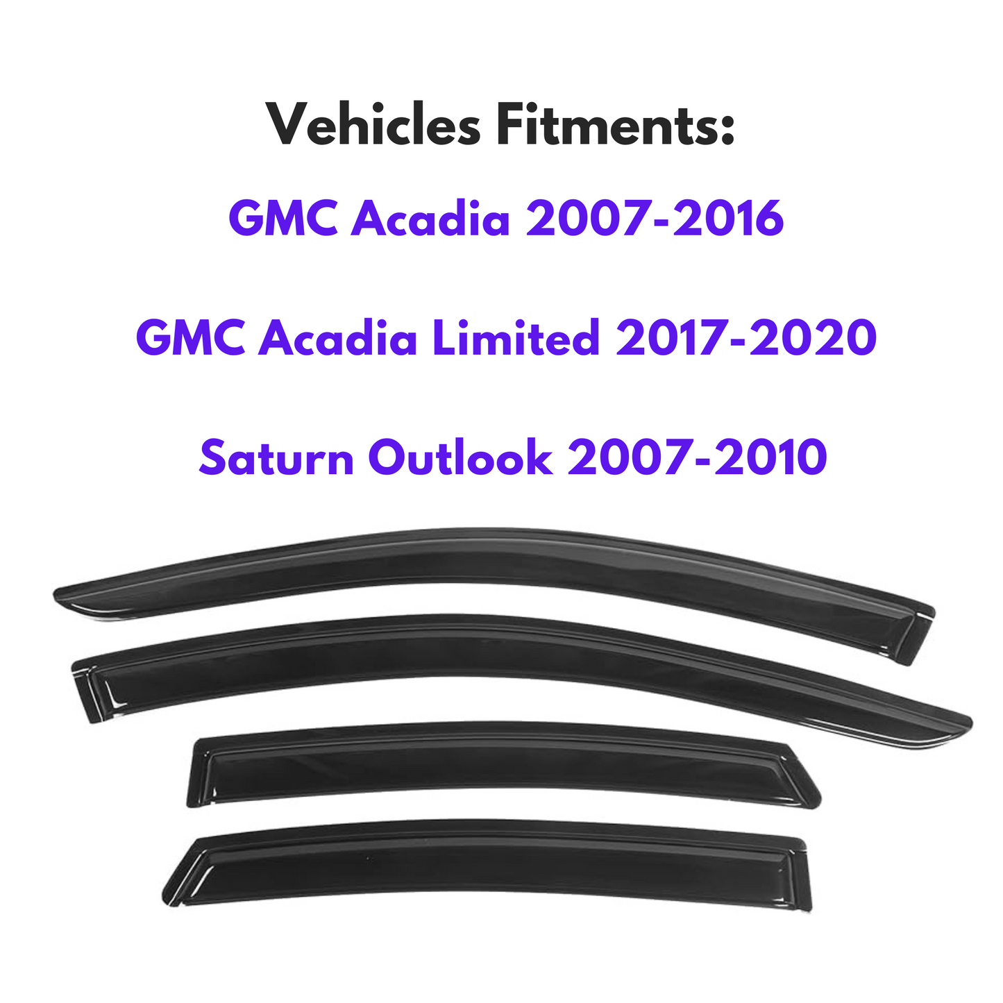 Pare-soleils pour GMC Acadia 2007-2016 et GMC Acadia Limited 2017-2020 et Saturn Outlook 2007-2010, 4 pièces