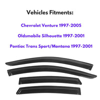 Pare-soleils pour Chevrolet Venture 1997-2005 et Oldsmobile Silhouette 1997-2001 et Pontiac Trans Sport/Montana 1997-2001, 4 pièces
