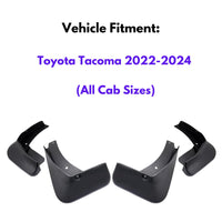 Garde-boue pour Toyota Tacoma 2022-2024 (toutes tailles de cabine), 4 pièces