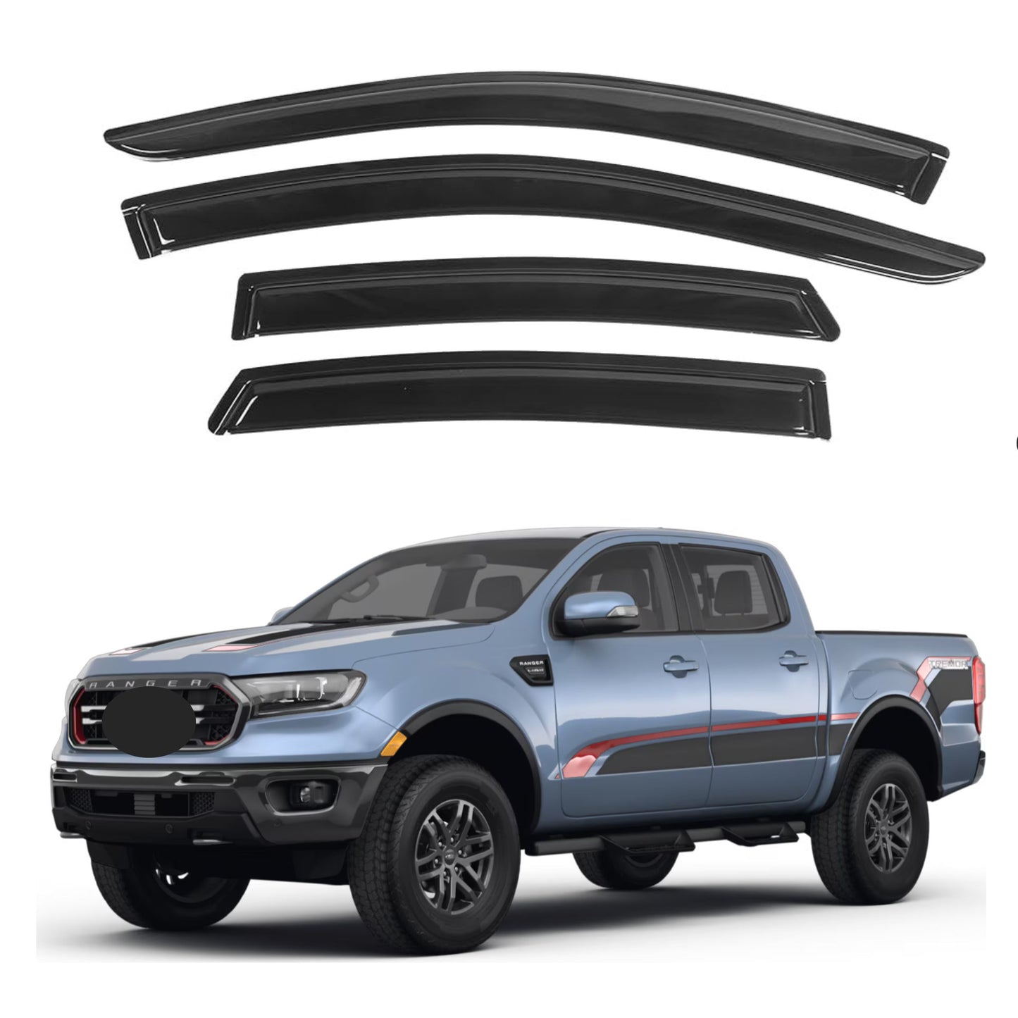 Pare-soleils pour Ford Ranger SuperCrew 2019-2024, 4 pièces