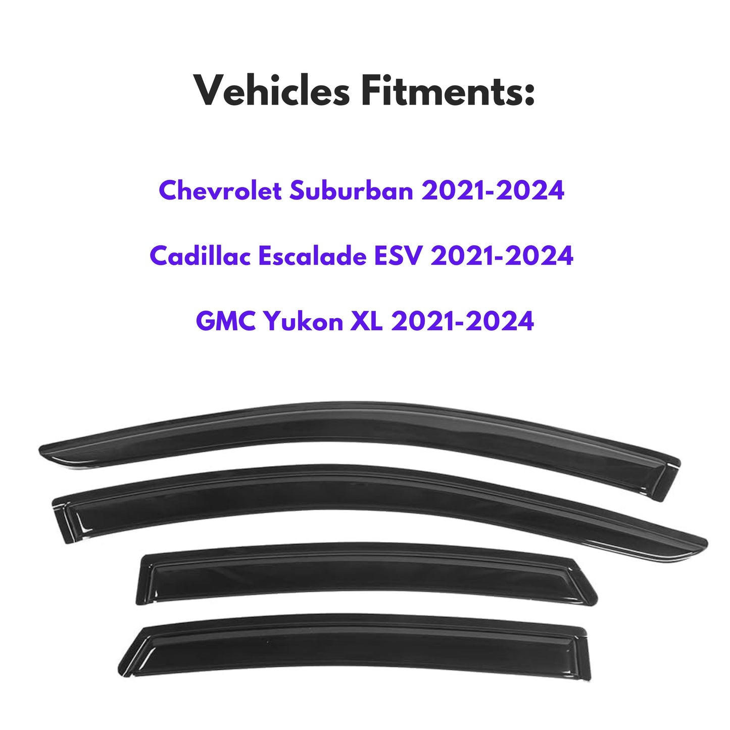 Pare-soleils pour Chevrolet Suburban 2021-2024 et Cadillac Escalade ESV 2021-2024 et GMC Yukon XL 2021-2024, 4 pièces