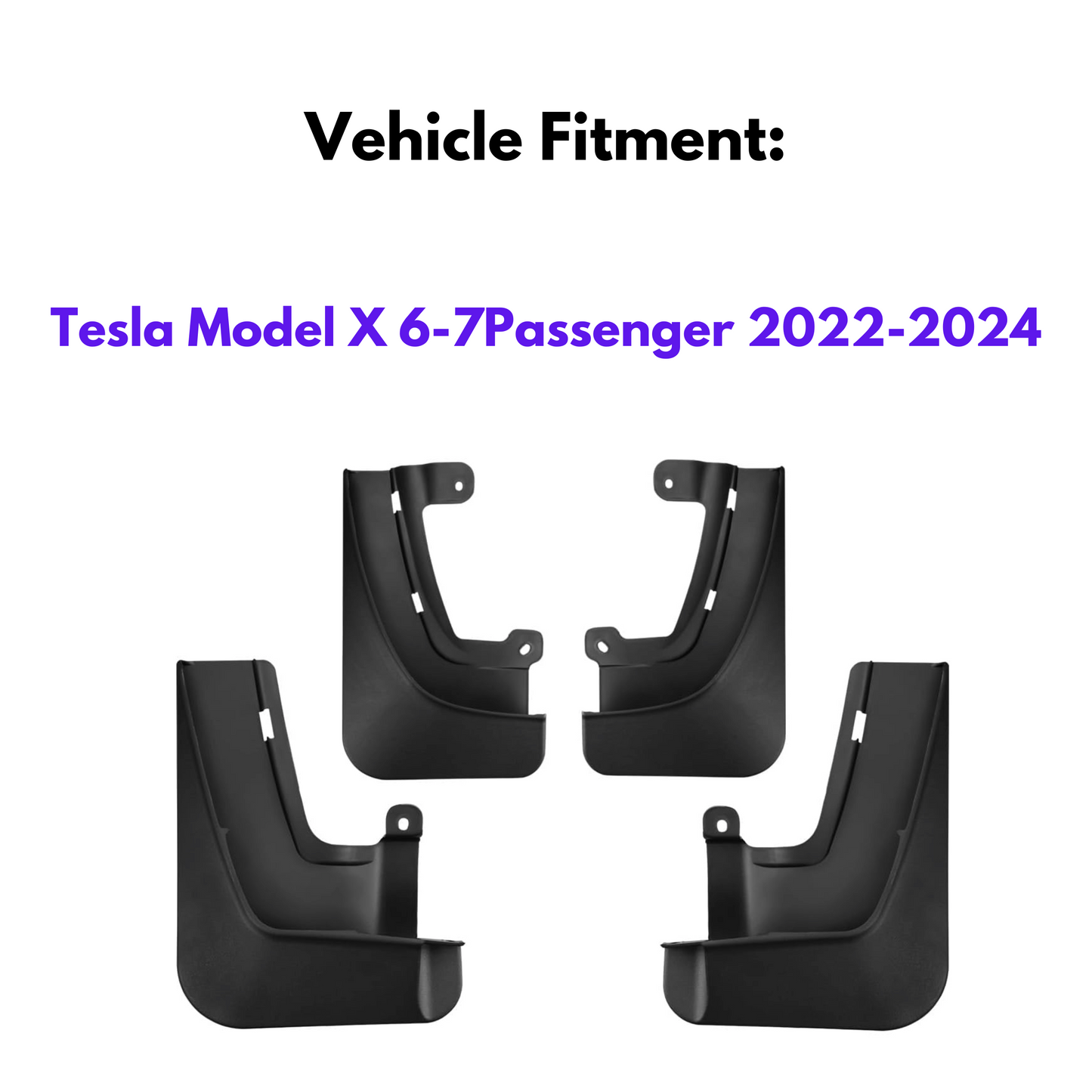 Garde-boue pour Tesla Model X 6-7 passagers 2022-2024, 4 pièces