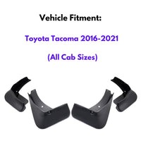 Garde-boue pour Toyota Tacoma 2016-2021 (toutes tailles de cabine), 4 pièces