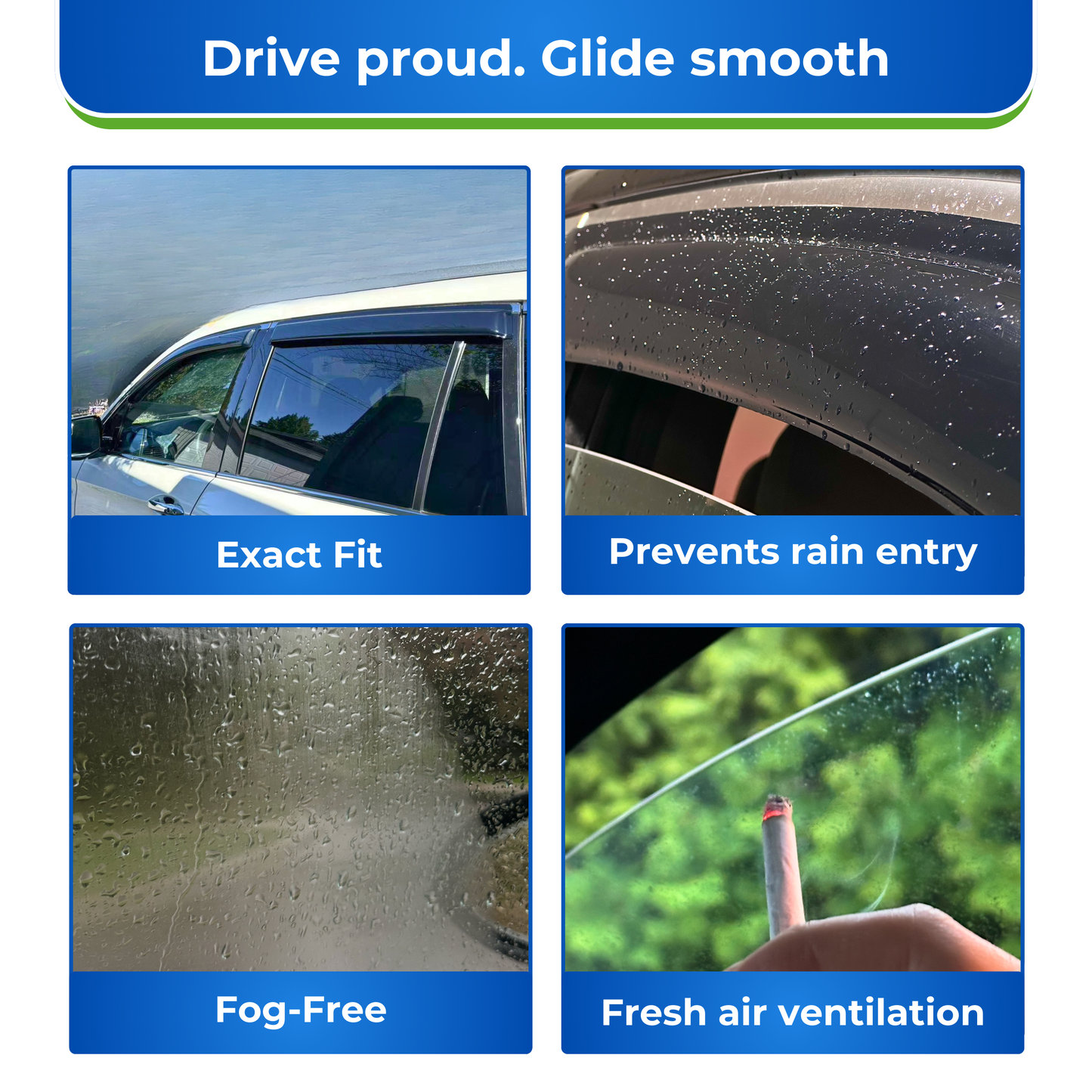 Window visors for Acura RSX 2002-2006 reducing wind noise and deflecting rain