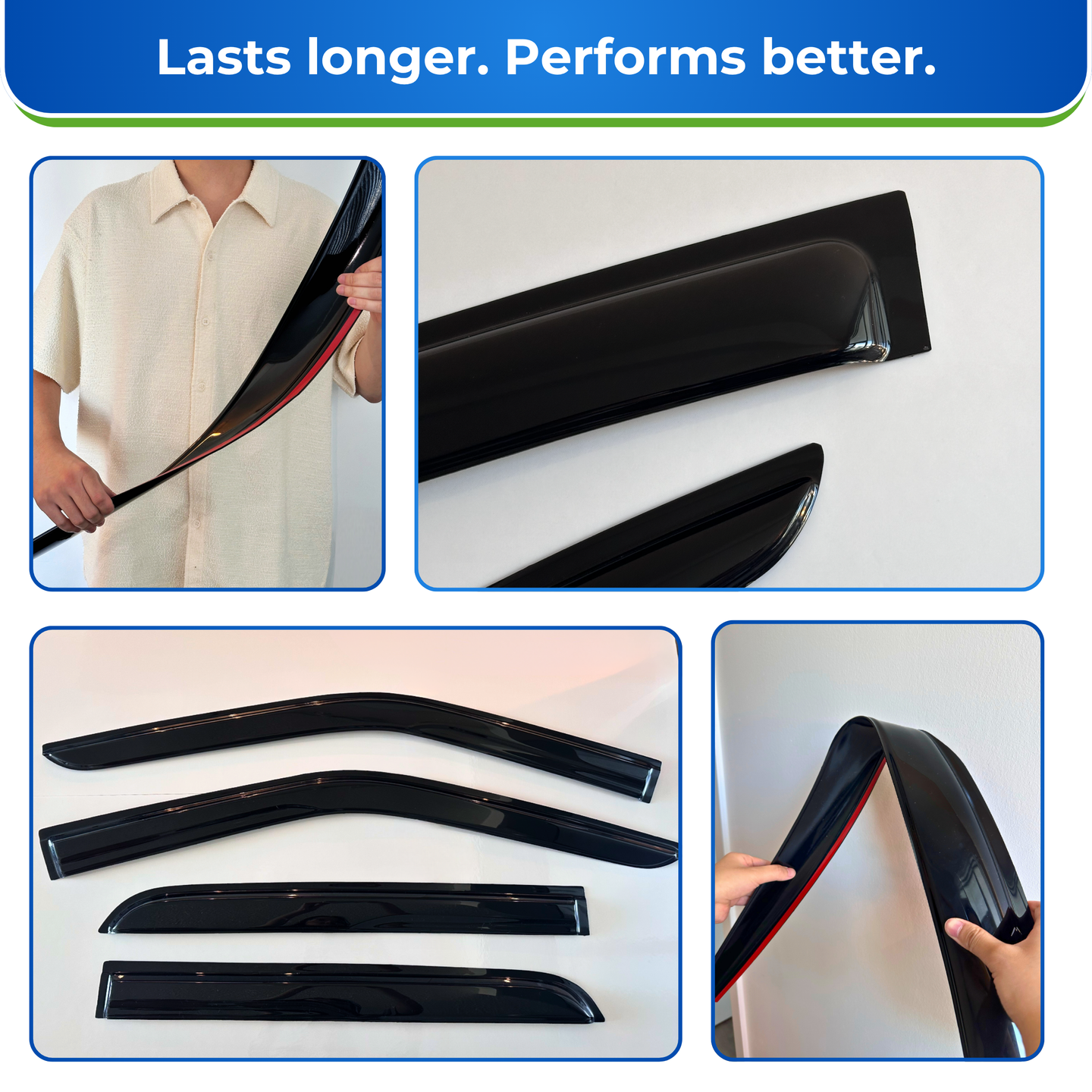 Close-up detail of KPY BizConnect window visors designed for Acura TL 2004–2008 side windows