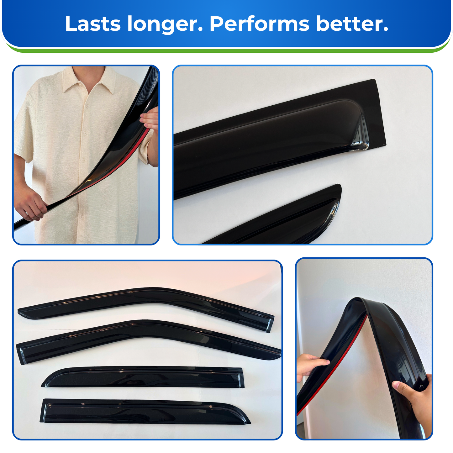 Close-up detail of KPY BizConnect window visors designed for Acura TL 2004–2008 side windows