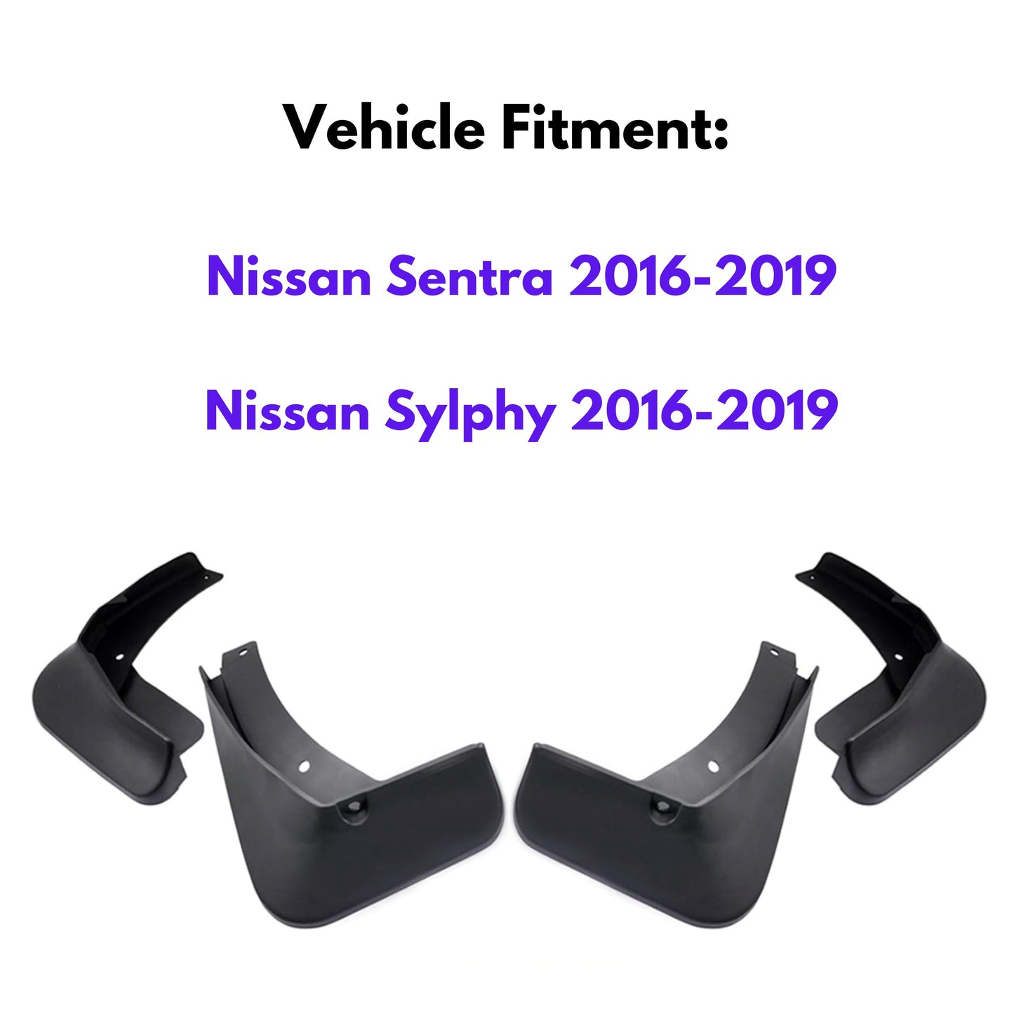 Bavette garde-boue pour Nissan Sentra 2016-2019, 4 pièces