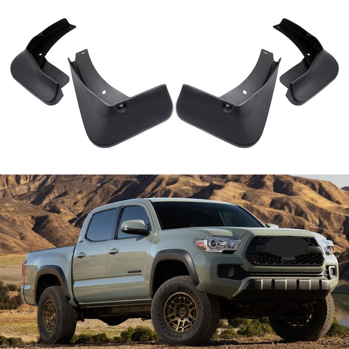 Garde-boue pour Toyota Tacoma 2022-2024 (toutes tailles de cabine), 4 pièces