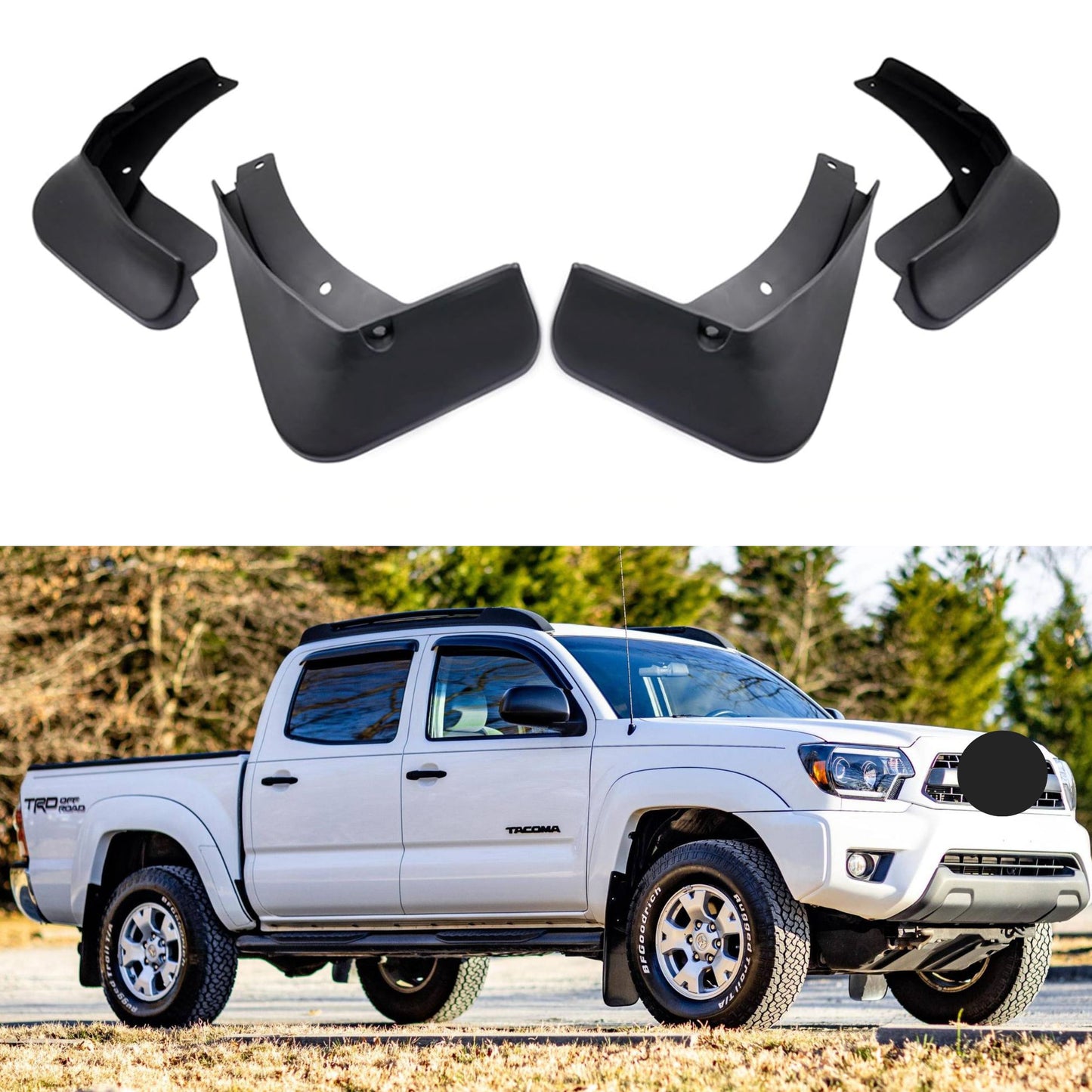 Garde-boue pour Toyota Tacoma 2005-2015 (toutes tailles de cabine), 4 pièces