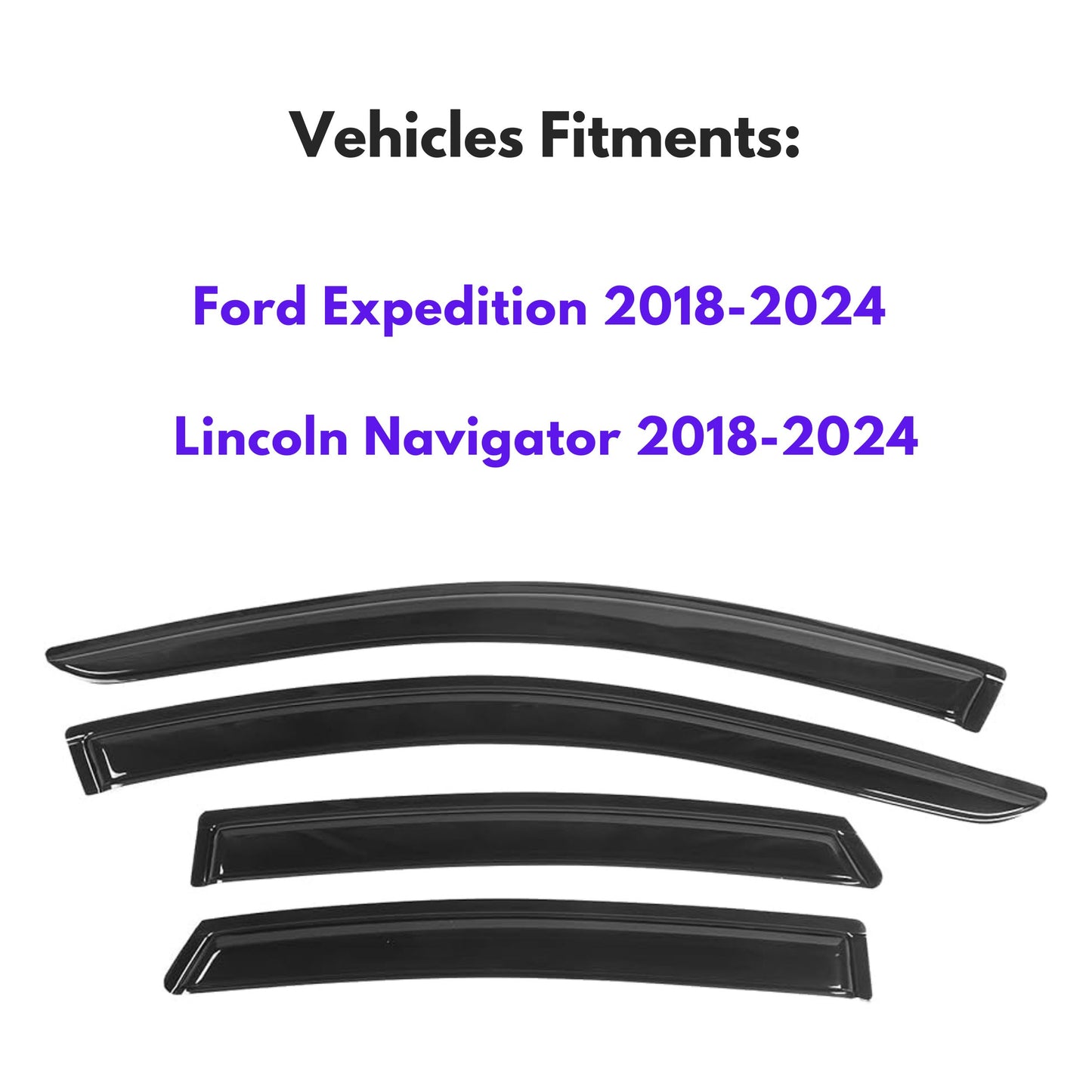 Window Visors for Ford Expedition 2018-2024 & Lincoln Navigator 2018-2024, 4-Piece