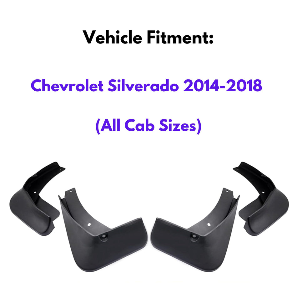 Mud Flap for Chevrolet Silverado 2014-2018 (All Cab Sizes), 4-Piece