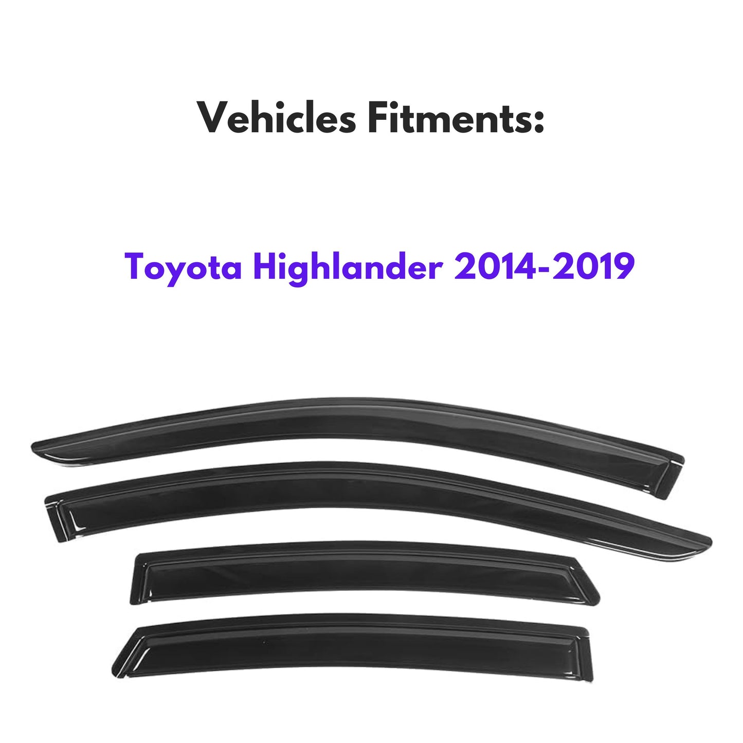Window Visors for Toyota Highlander 2014-2019, 4-Piece