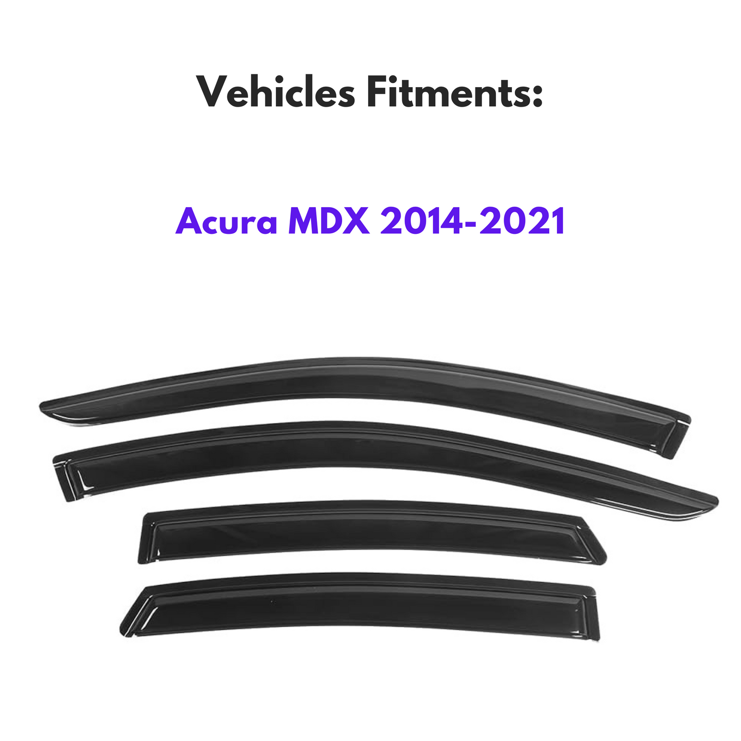 Side Window Deflectors for Acura MDX 2014-2021, 4-Piece