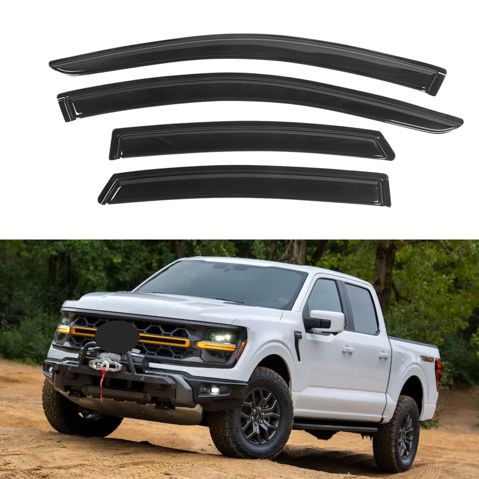 Pare-soleils pour Ford F-150 SuperCrew 2015-2024 et Ford F-150 Raptor SuperCrew 2017-2024 et Ford F-250 F-350 F-450 F-550 Super Duty SuperCrew 2017-2024, 4 pièces