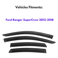 Window Visors for Ford Ranger SuperCrew 2012-2018, 4-Piece