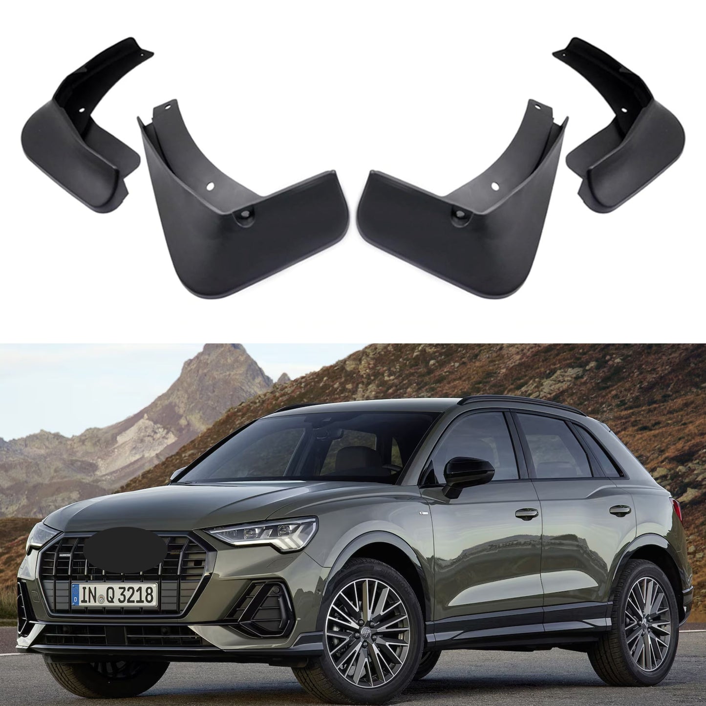 Bavette garde-boue pour Audi Q3 2019-2024 (sauf modèle Sportback), 4 pièces