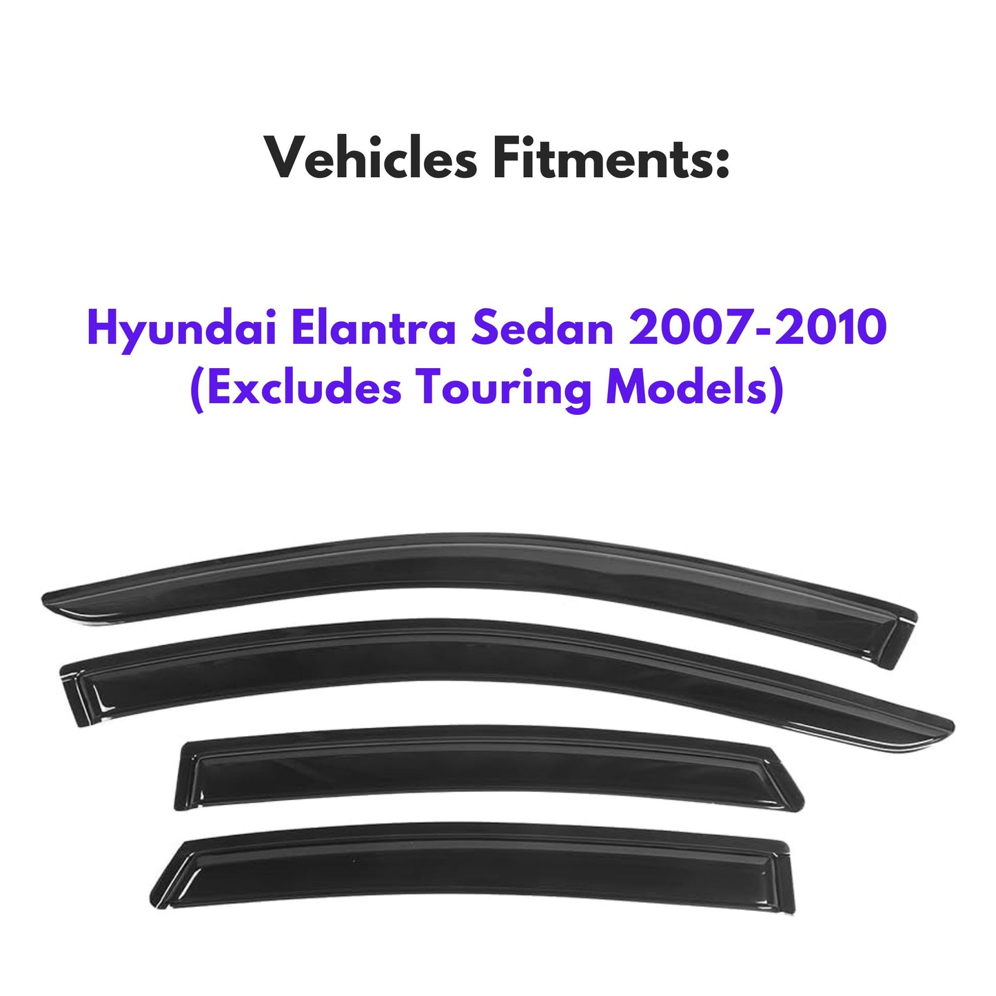 Window Visors for Hyundai Elantra Sedan 2007-2010 (Excludes Touring Models), 4-Piece